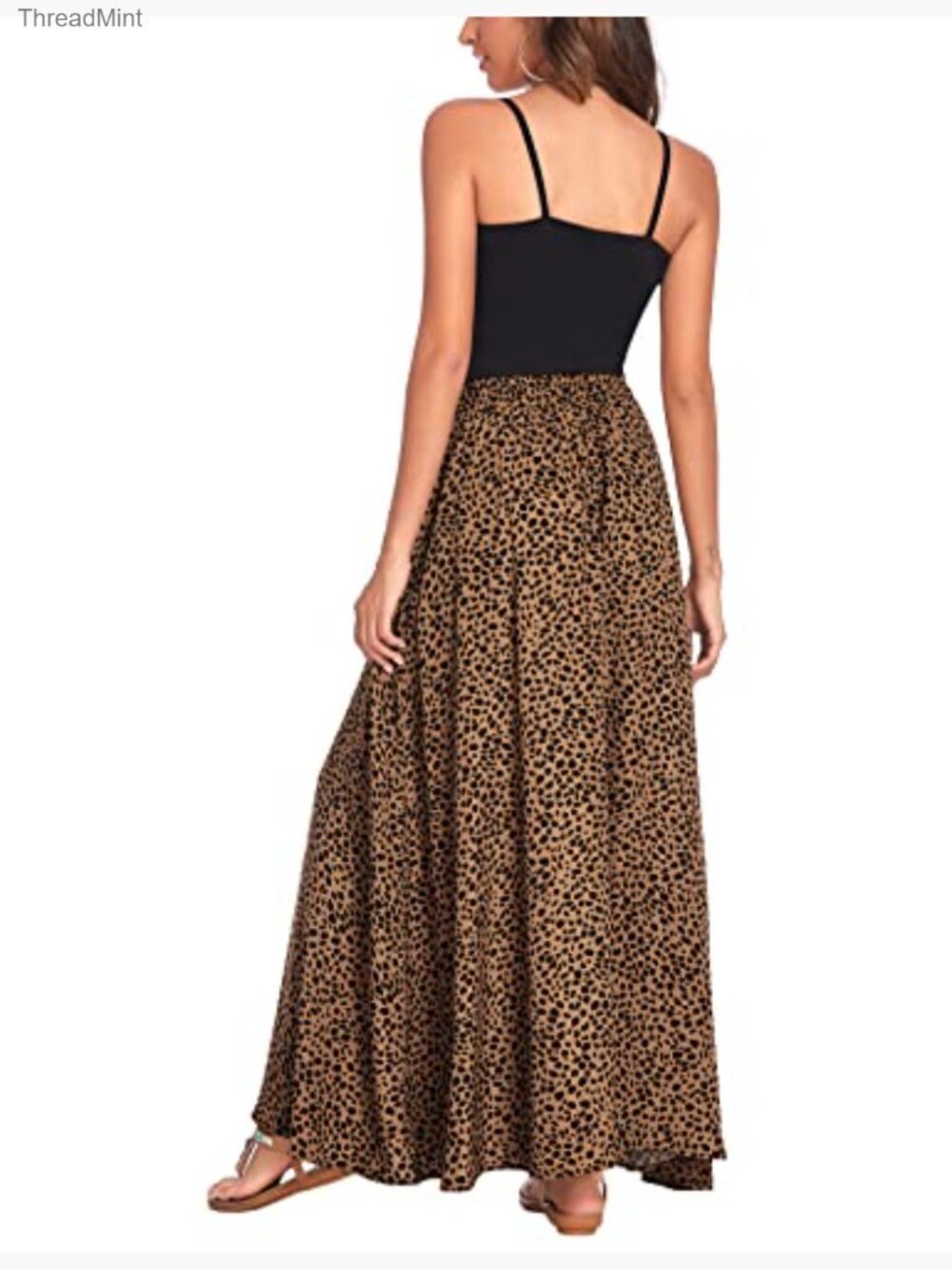 Flowy Maxi Skirt Pleated High Waisted Elastic Waist Beach Summer Long Skirt - Picture 5 of 7